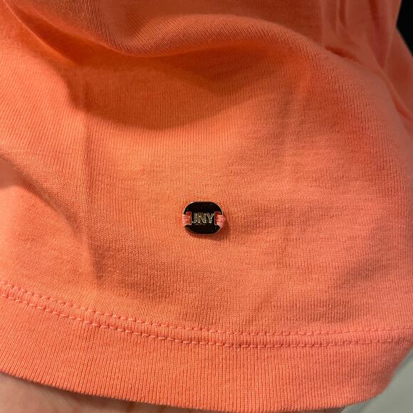 Jones New York Signature Orange pullover Tee extra Large metal logo on hem Vneck - Picture 8 of 10